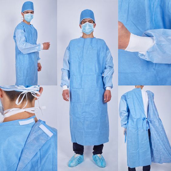 Disposable Isolation Gown Blue Color